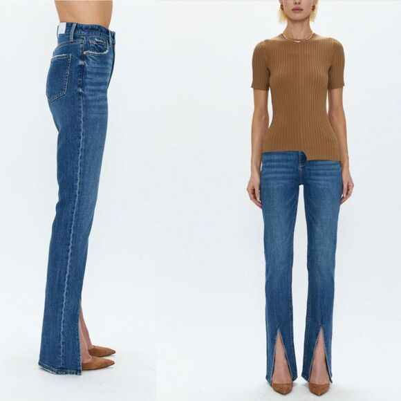 NEW 32 PISTOLA PEEK A BOO WILLOW WASH COLLEEN HIGH RISE SLIM BOOT CUT JEANS NWT - Picture 1 of 10